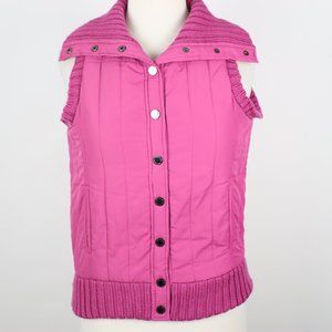 BCBG Max Azria Womens XS Snap Quilted Collared Vest